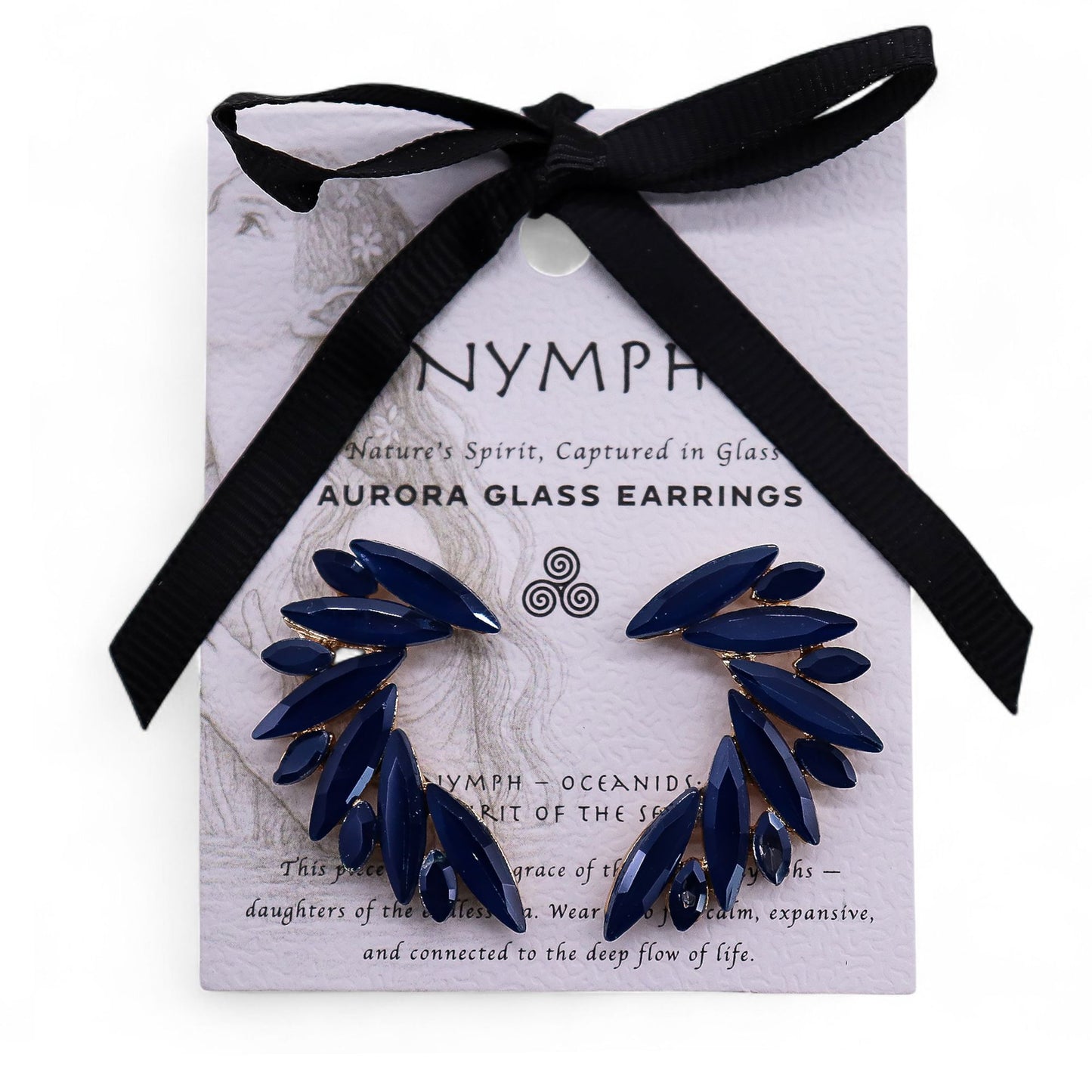 Boucles d'Oreilles Ange Bleu Royal - Verre Vintage Acier – photo 3