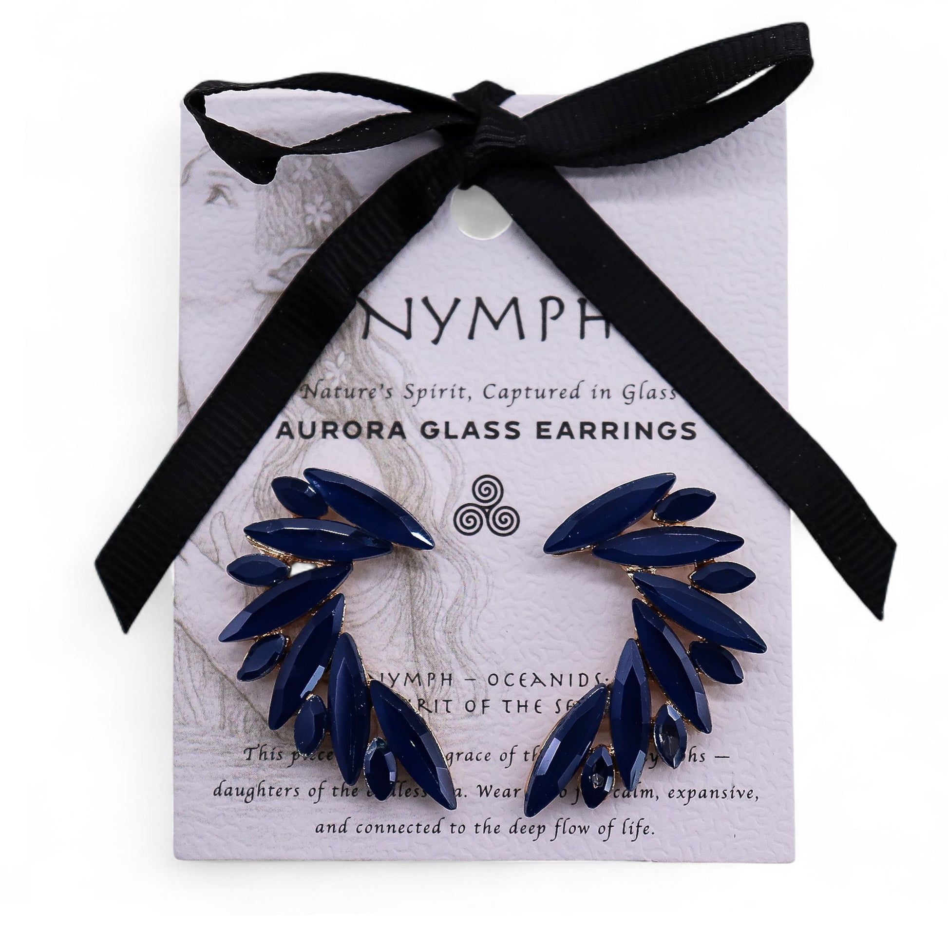 Boucles d'Oreilles Ange Bleu Royal - Verre Vintage Acier – photo 3