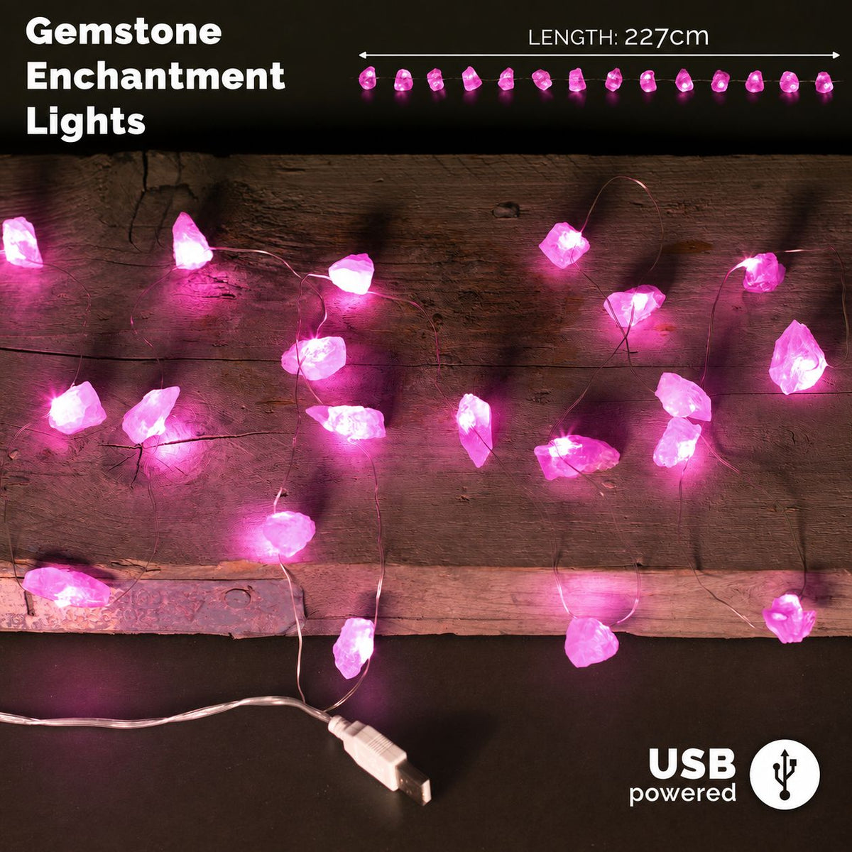 Guirlande Lumineuse en Quartz Rose Brut — USB — 227 cm - photo 2