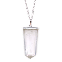 Gemstone Flat Pencil Pendant - Rock Quartz