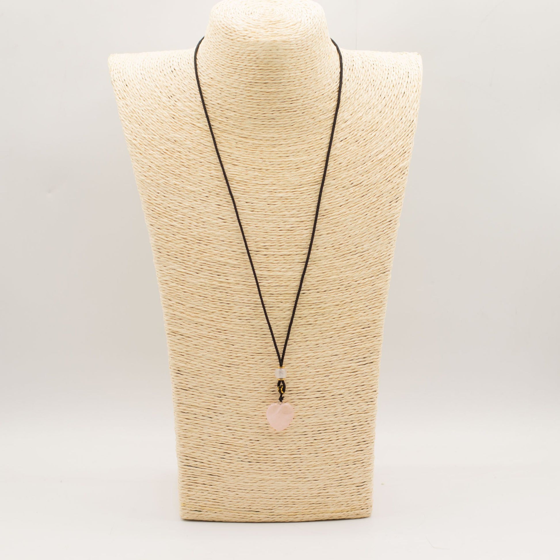 Pendentif sur cordon - Cœur - Quartz Rose - photo 2