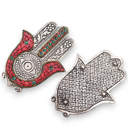 Porte-encens Hamsa Bicolore Rouge & Vert 13cm – photo 3