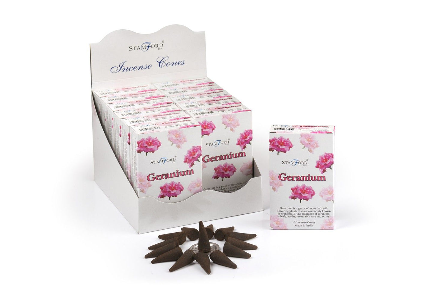 Encens Géranium Cônes - Relaxation & Méditation 15pcs
