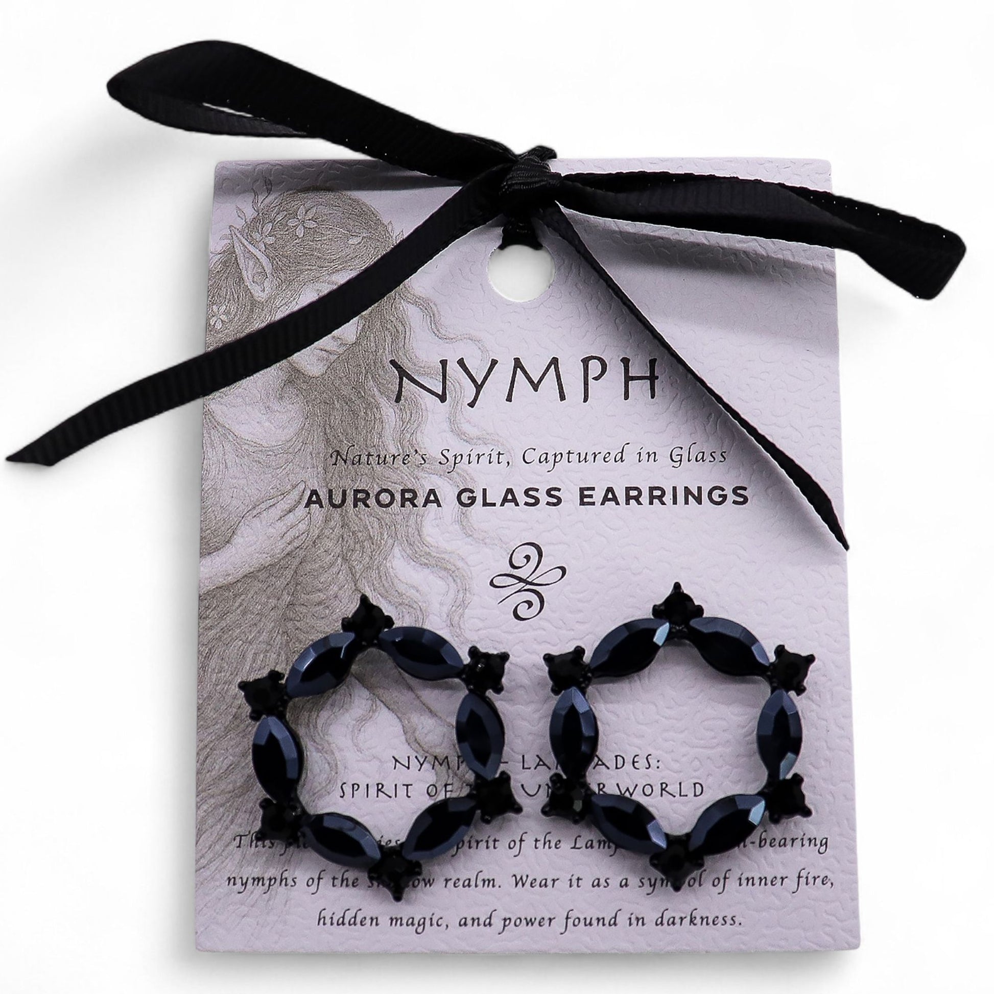 Boucles d'Oreilles Verre Vintage Noir - Loop Élégant