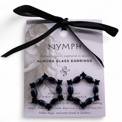 Boucles d'Oreilles Verre Vintage Noir - Loop Élégant