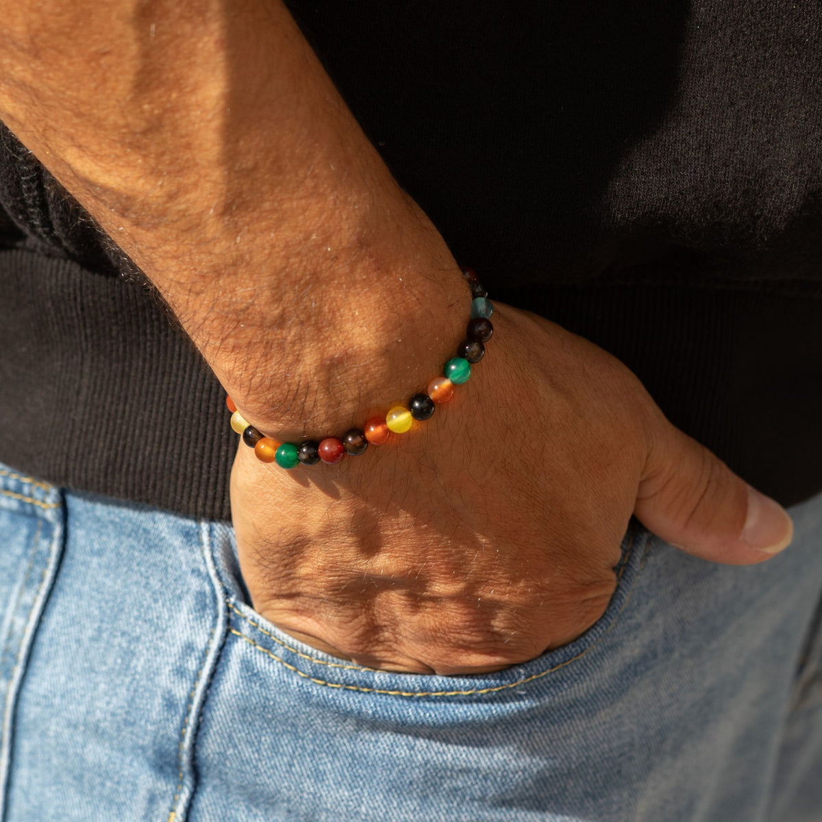 Bracelet en Jade Teinté — Arc-en-ciel — Perles de 6 mm - photo 7
