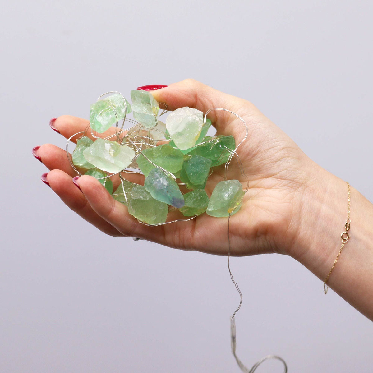 Guirlande Lumineuse en Fluorite Verte Brute — USB — 227 cm - photo 4