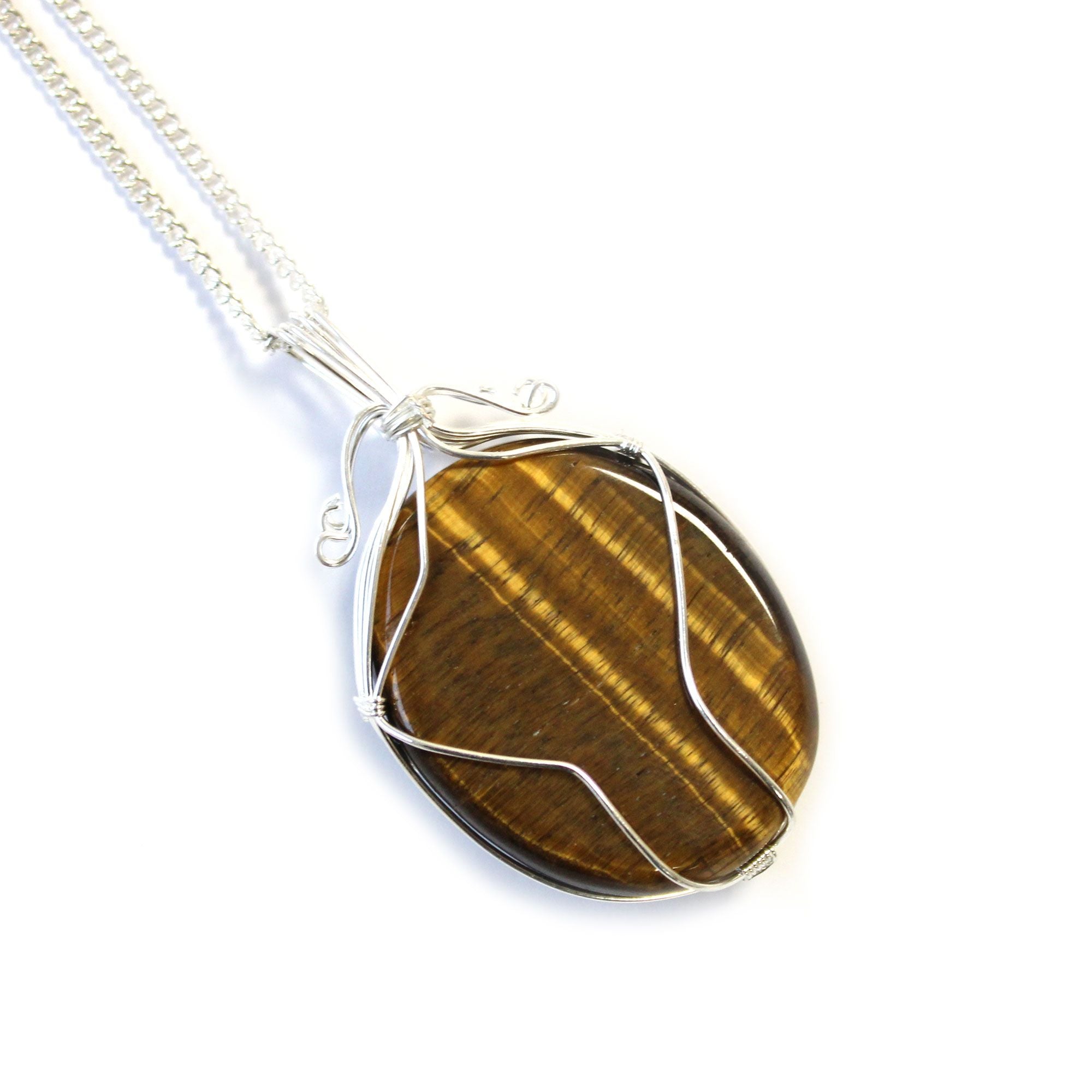 Swirl Wrapped Gemstone Necklace - Tiger Eye - photo 2