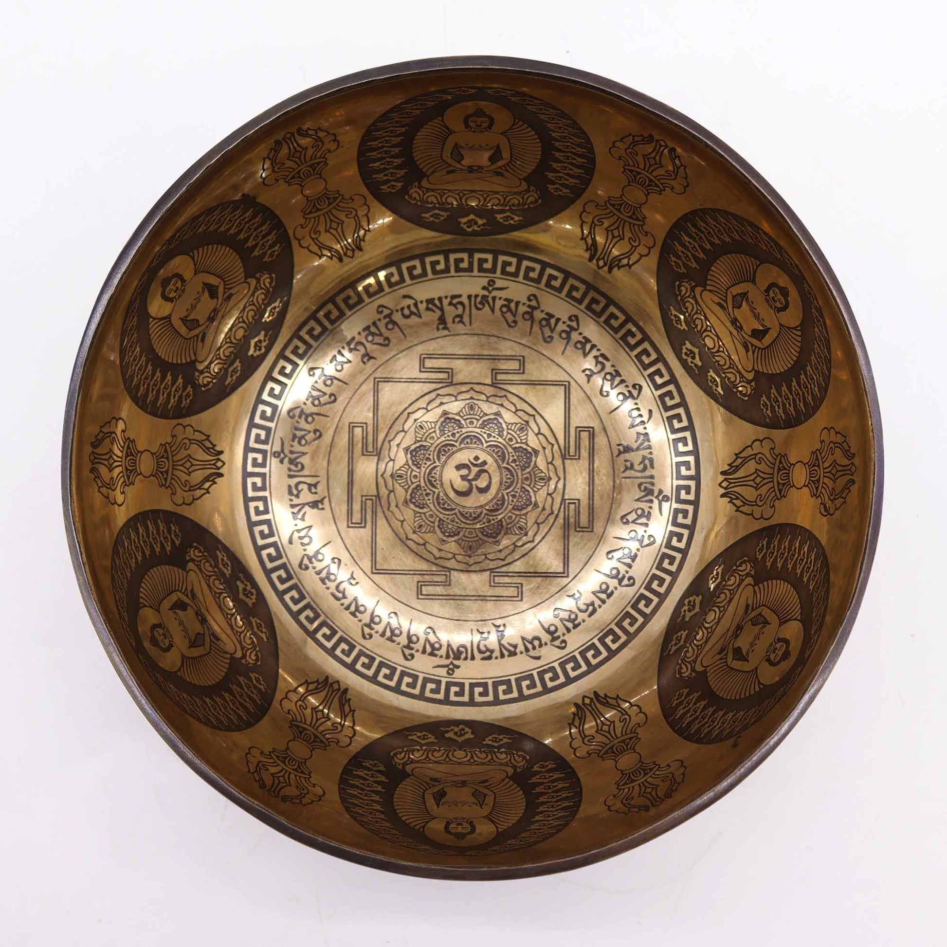 Bol Chantant Tibétain 21cm — Gravures Om & Bouddha – photo 3