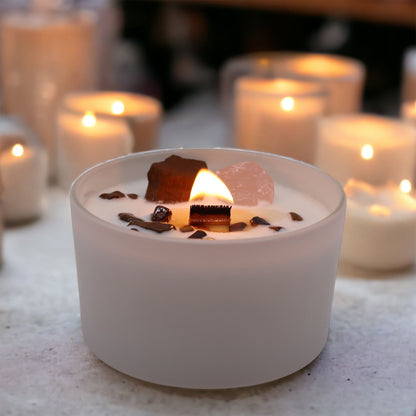 Bougie Chakra Sacré — Œil de Tigre & Quartz Rose - photo 3