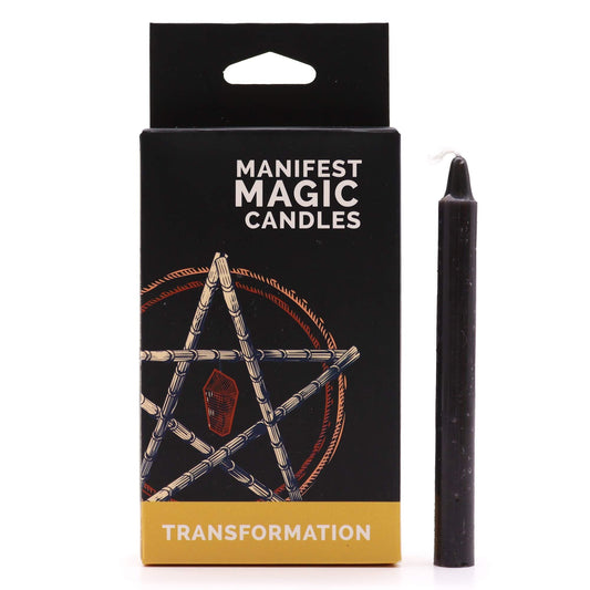 Boîte de bougies rituelles noires Transformation avec pentagramme et une bougie noire