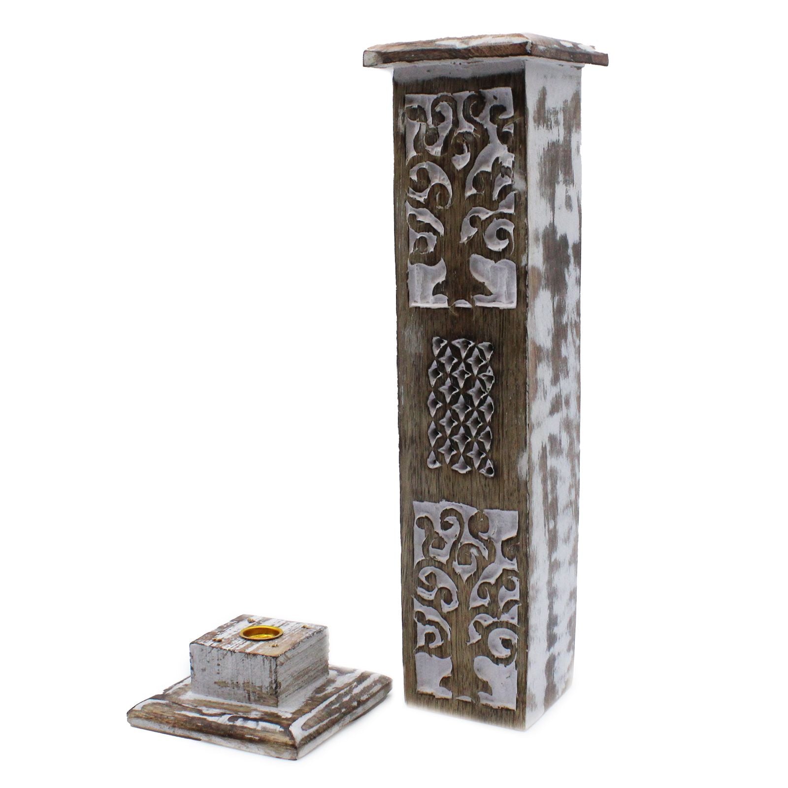 Porte-Encens Fumée Tower - Bois Blanchi Artisanal – photo 3