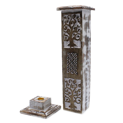 Porte-Encens Fumée Tower - Bois Blanchi Artisanal – photo 3