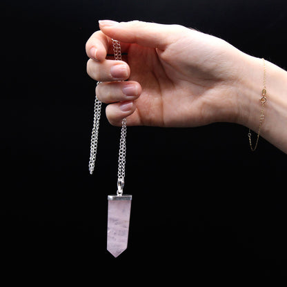 Gemstone Flat Pencil Pendant - Rose Quartz - photo 4