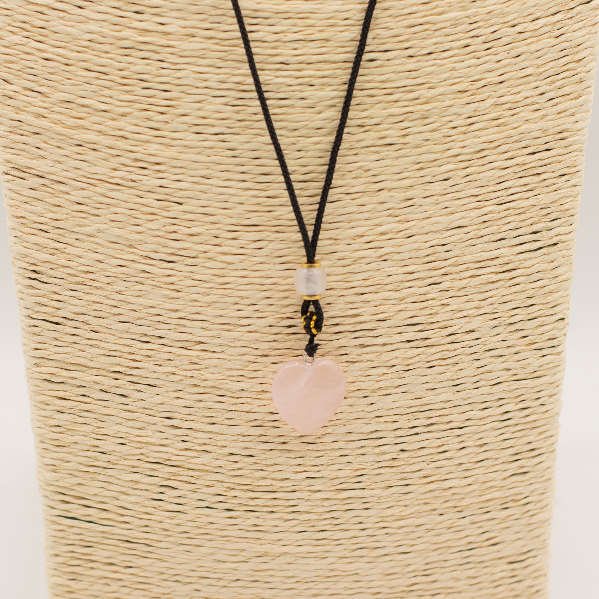 Pendentif sur cordon - Cœur - Quartz Rose - photo 3