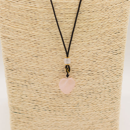 Pendentif sur cordon - Cœur - Quartz Rose - photo 3