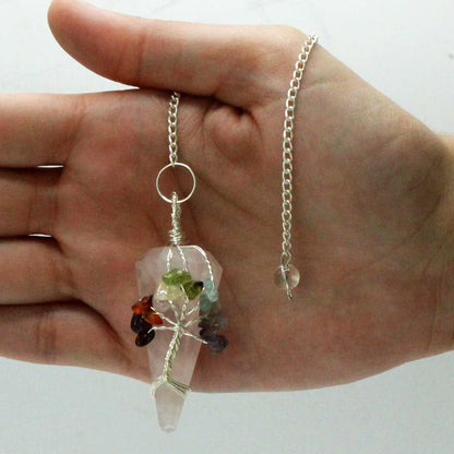 Pendule magique 7 chakras - Quartz Rose - photo 4