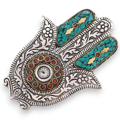 Porte-encens Hamsa Vert 13cm — Main de Fatima