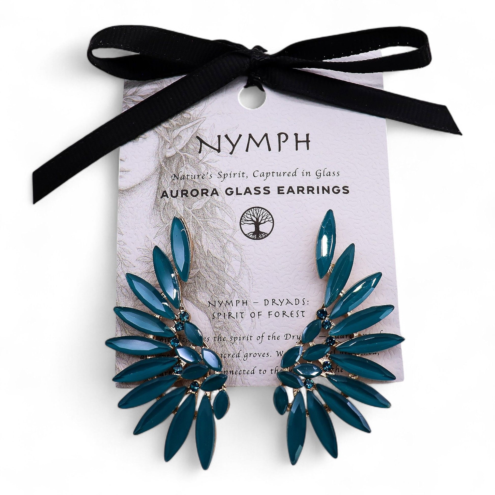 Boucles d'Oreilles Ailes d'Ange Verre Teal - Esprit Forêt – photo 3
