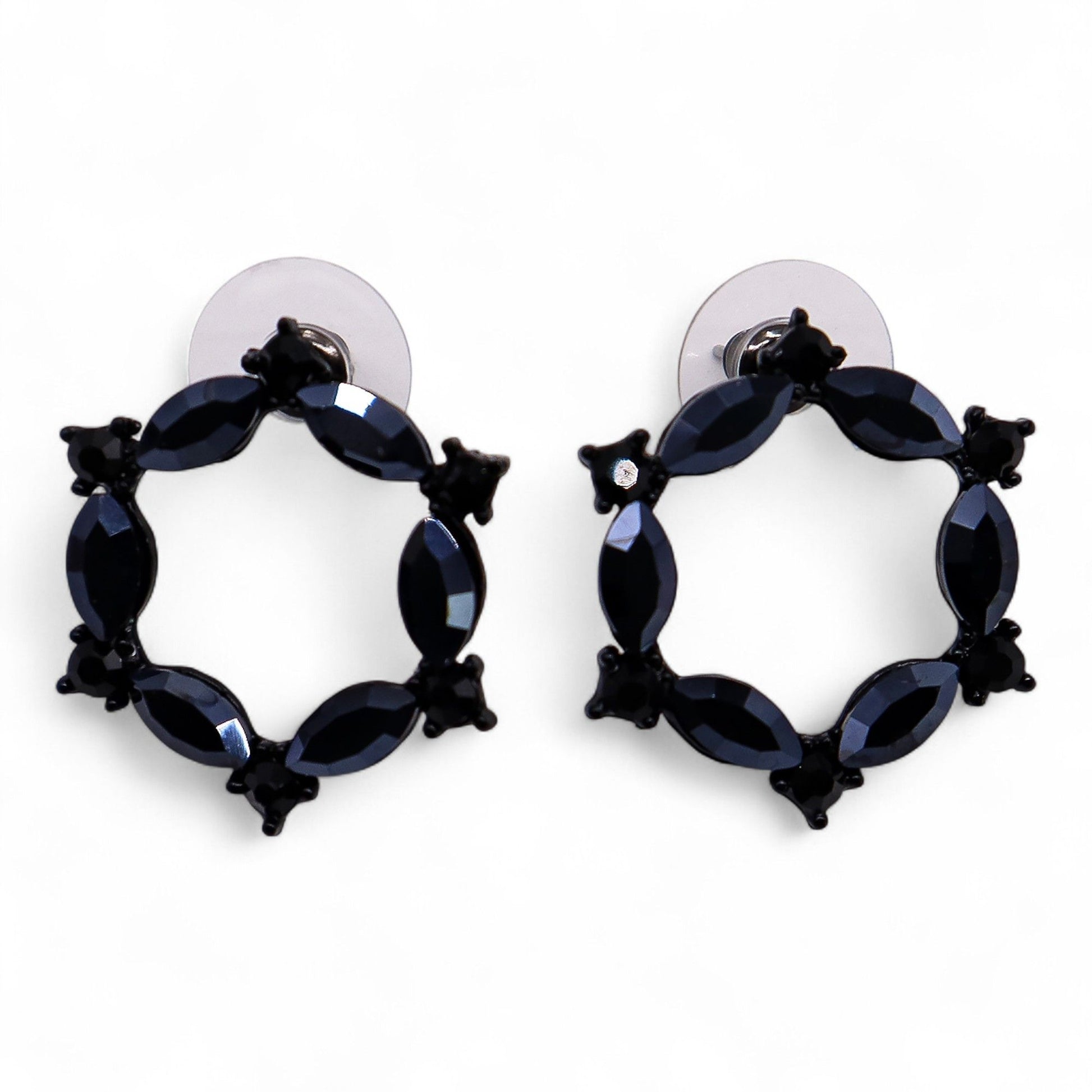 Boucles d'Oreilles Verre Vintage Noir - Loop Élégant – photo 2