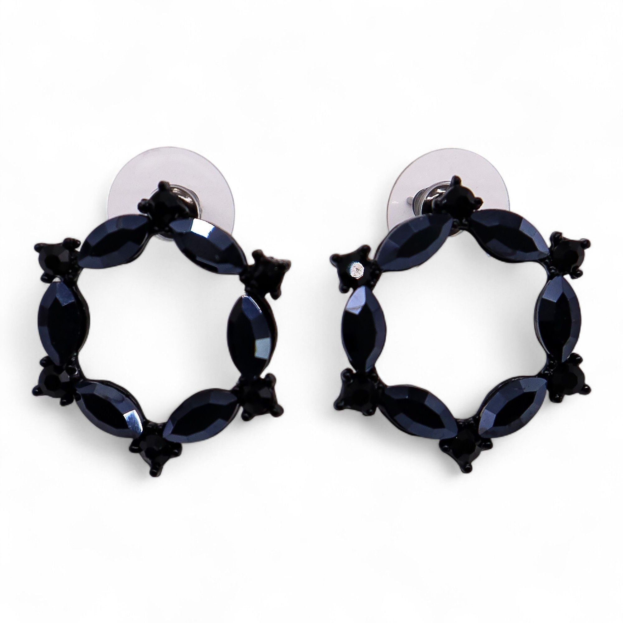 Boucles d'Oreilles Verre Vintage Noir - Loop Élégant – photo 2