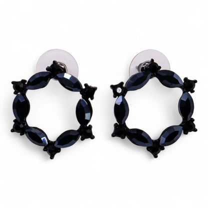 Boucles d'Oreilles Verre Vintage Noir - Loop Élégant – photo 2