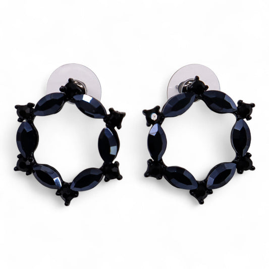 Boucles d'Oreilles Verre Vintage Noir - Loop Élégant – photo 2