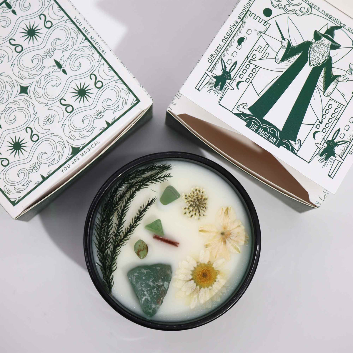Bougie Florale à l'Aventurine — Menthe Enchantée — Le Magicien - photo 4