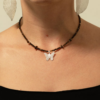 Collier Œil de Tigre — Pendentif Papillon en Feuille Naturelle - photo 9