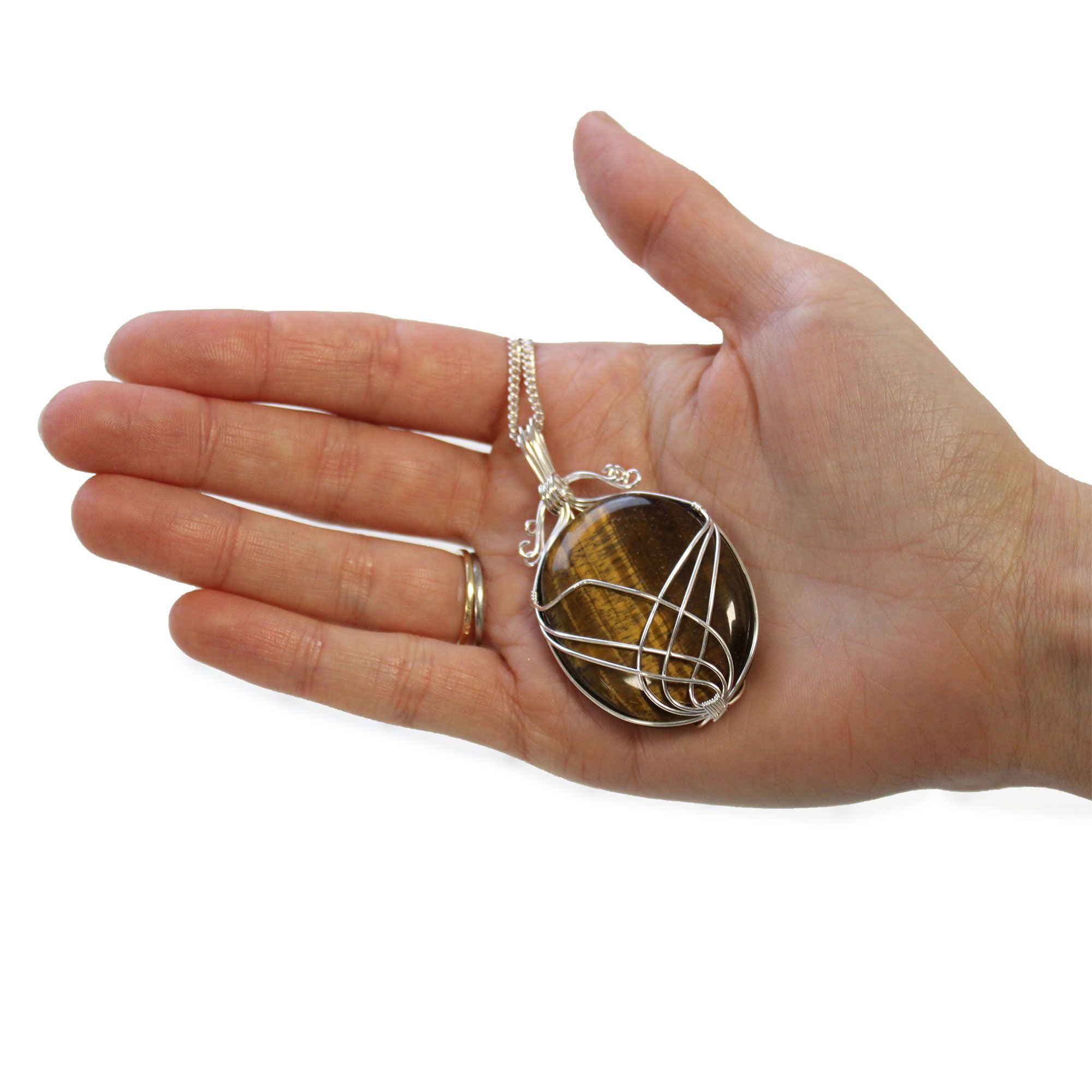 Swirl Wrapped Gemstone Necklace - Tiger Eye - photo 3