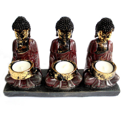 Bougeoir Bouddha Antique - 3 Dévots Décoration Zen