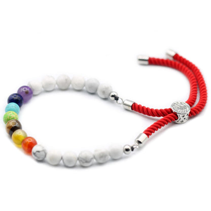 Bracelet Howlite Blanche Cordon Rouge - Équilibre & Sérénité