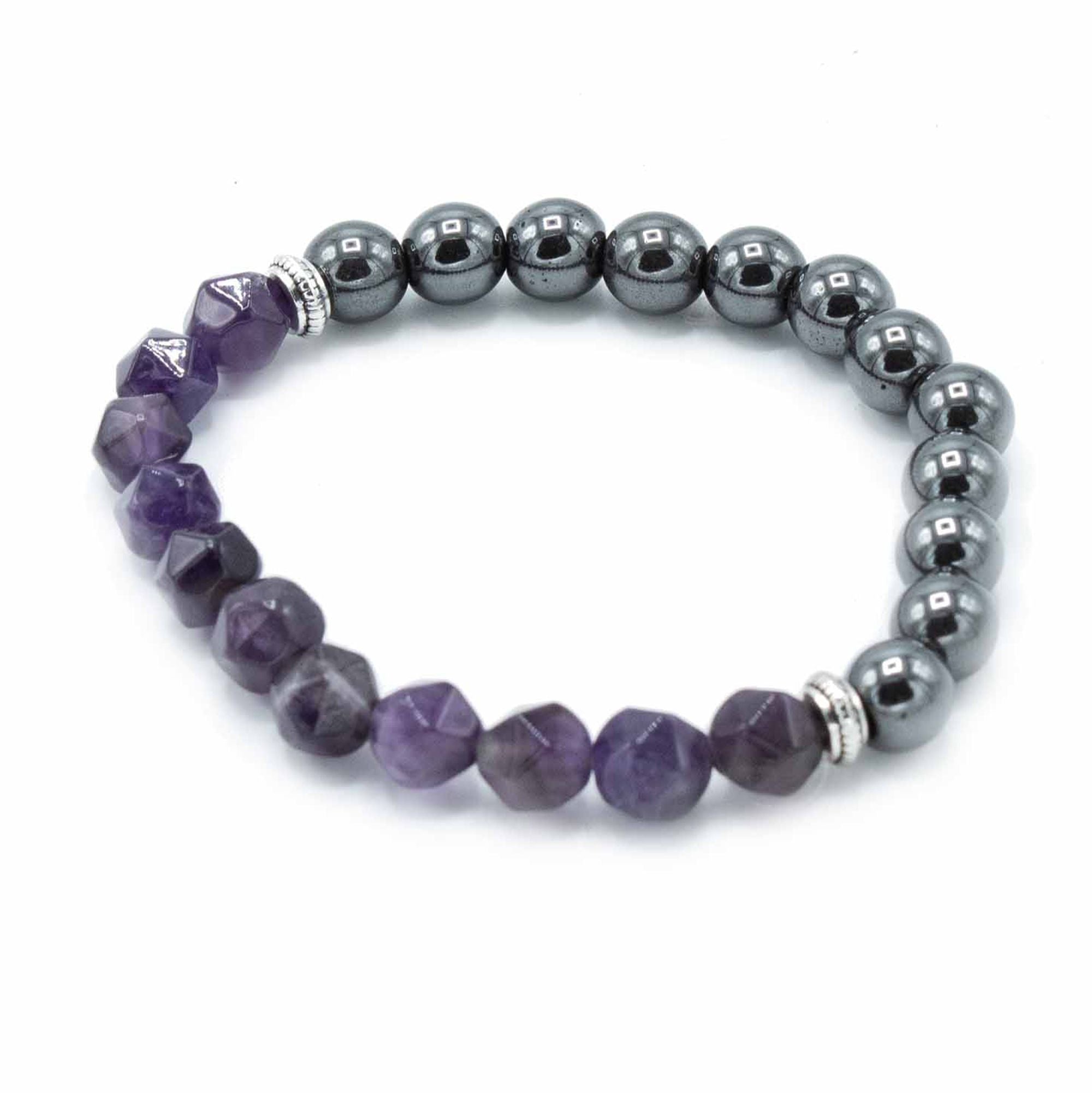 Bracelet magnétique en pierres facettées - Améthyste