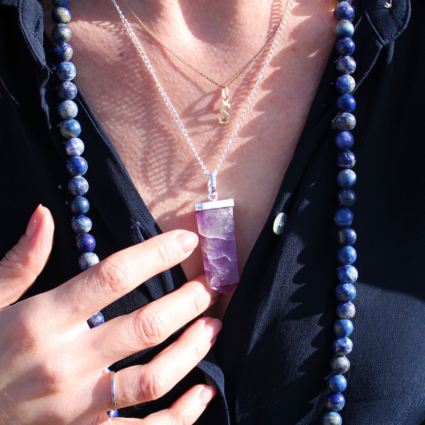 Gemstone Flat Pencil Pendant - Rock Quartz - photo 5