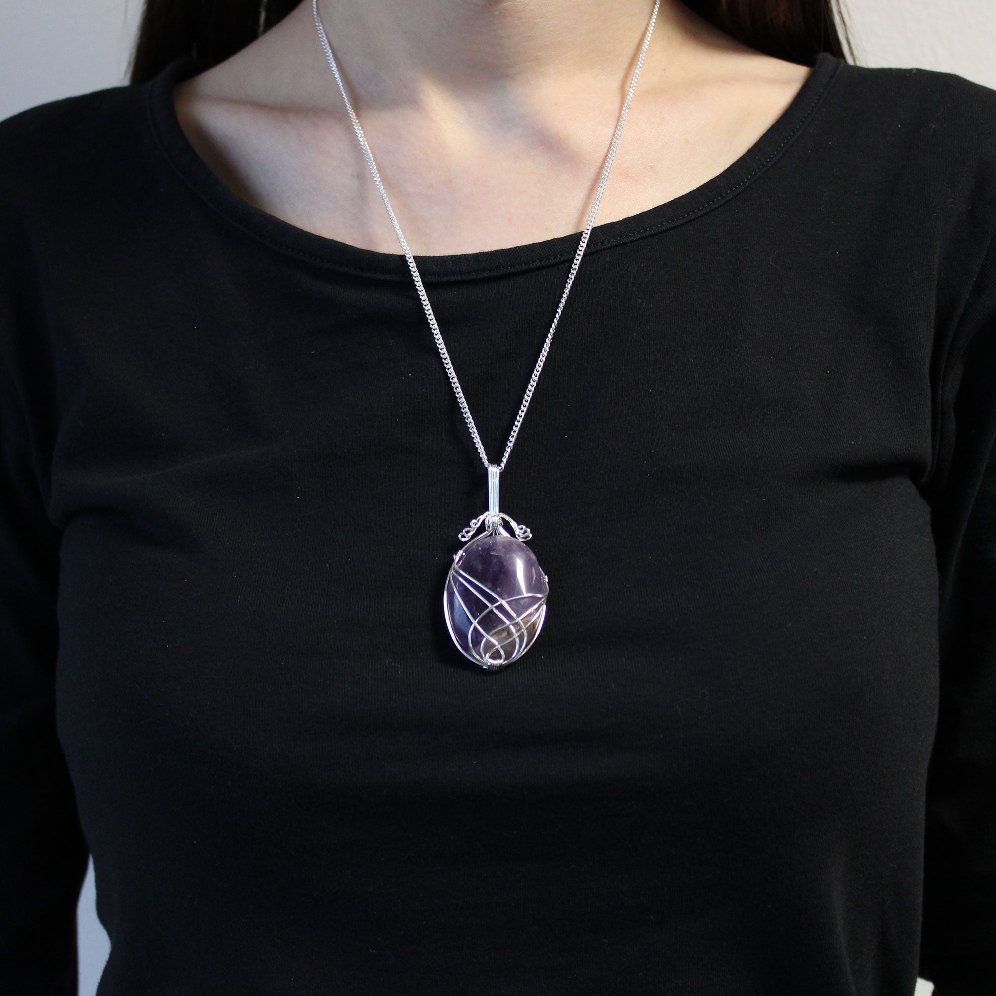 Swirl Wrapped Gemstone Necklace - Amethyst - photo 2