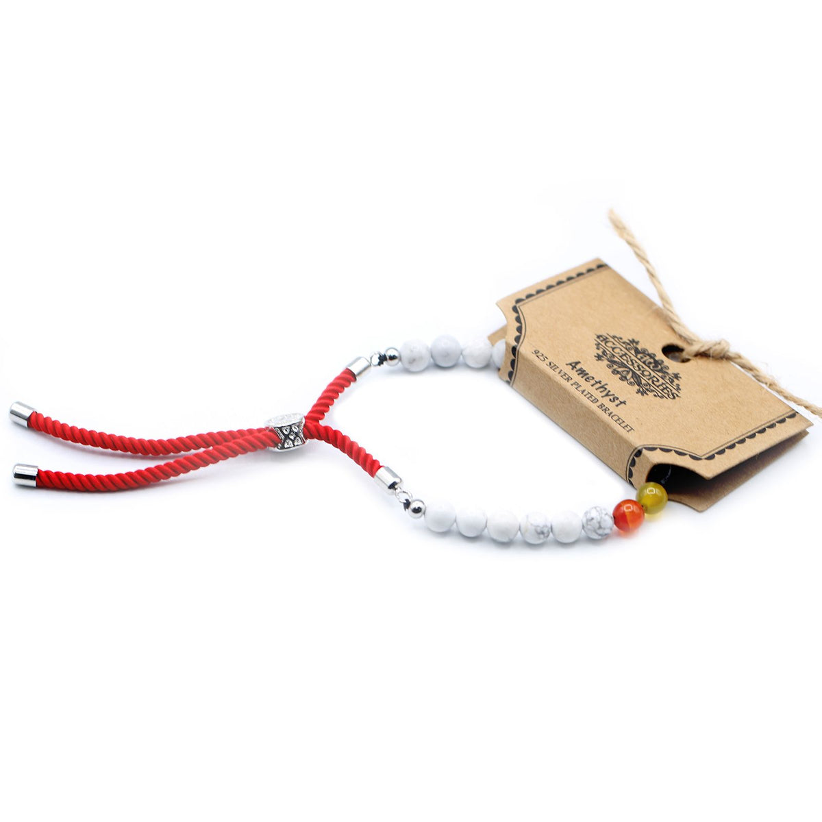 Bracelet Howlite Blanche Cordon Rouge - Équilibre & Sérénité – photo 2