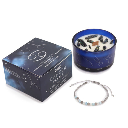 Bougie Zodiaque Cancer avec Bracelet — Aigue-Marine & Quartz Fumé - photo 4
