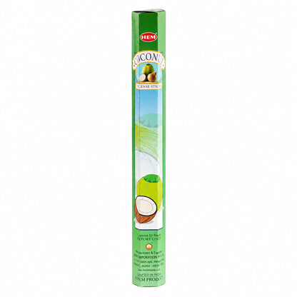 Boîte hexagonale verte d'encens HEM à la noix de coco, 20 bâtonnets