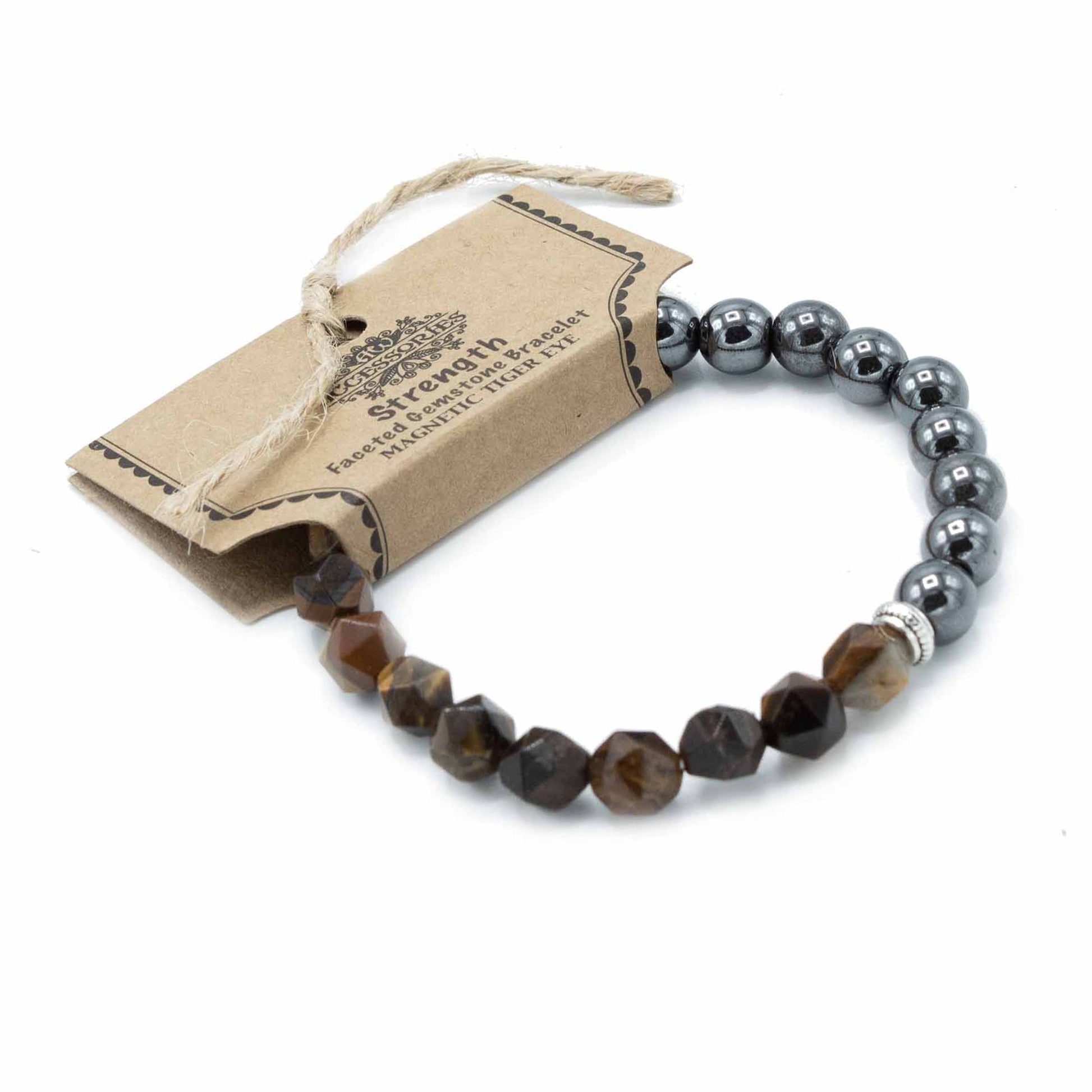 Bracelet magnétique en pierres facettées - Œil de Tigre