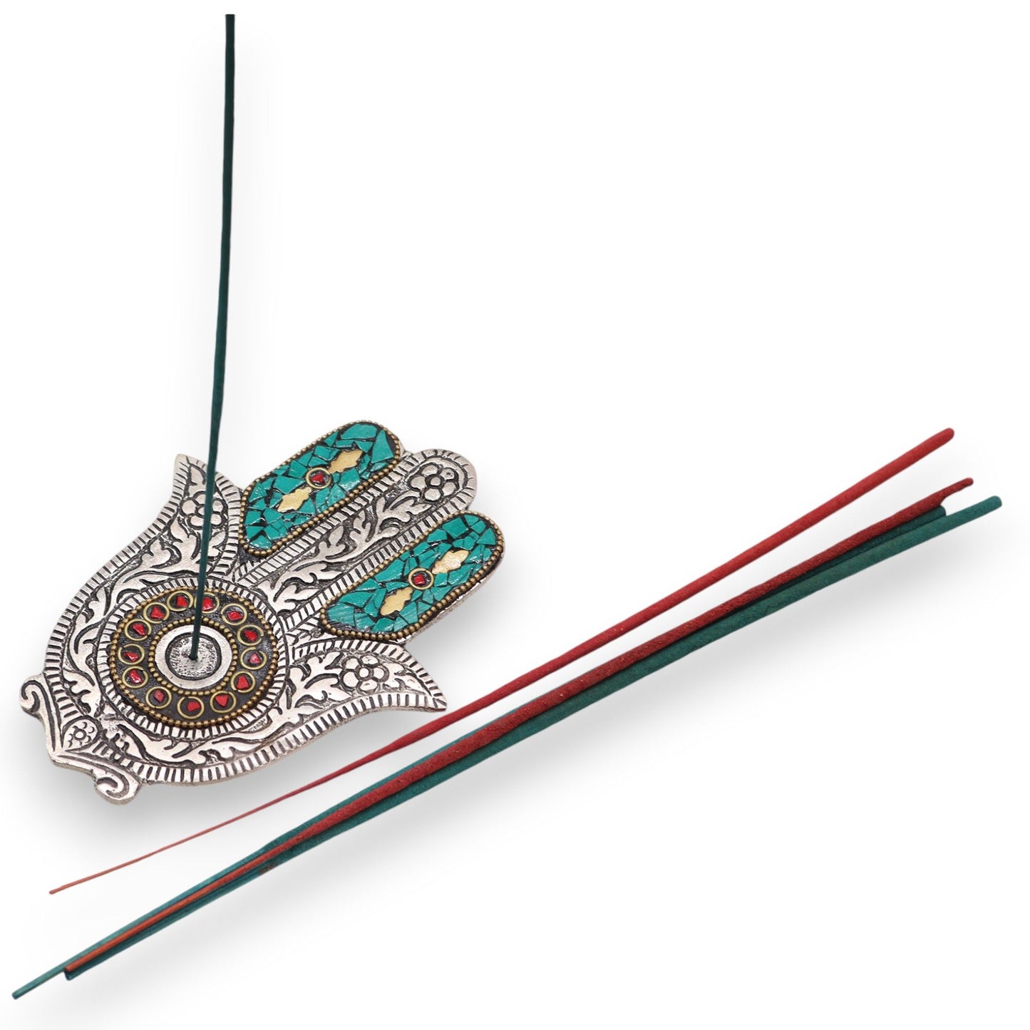 Porte-encens Hamsa Vert 13cm — Main de Fatima – photo 3