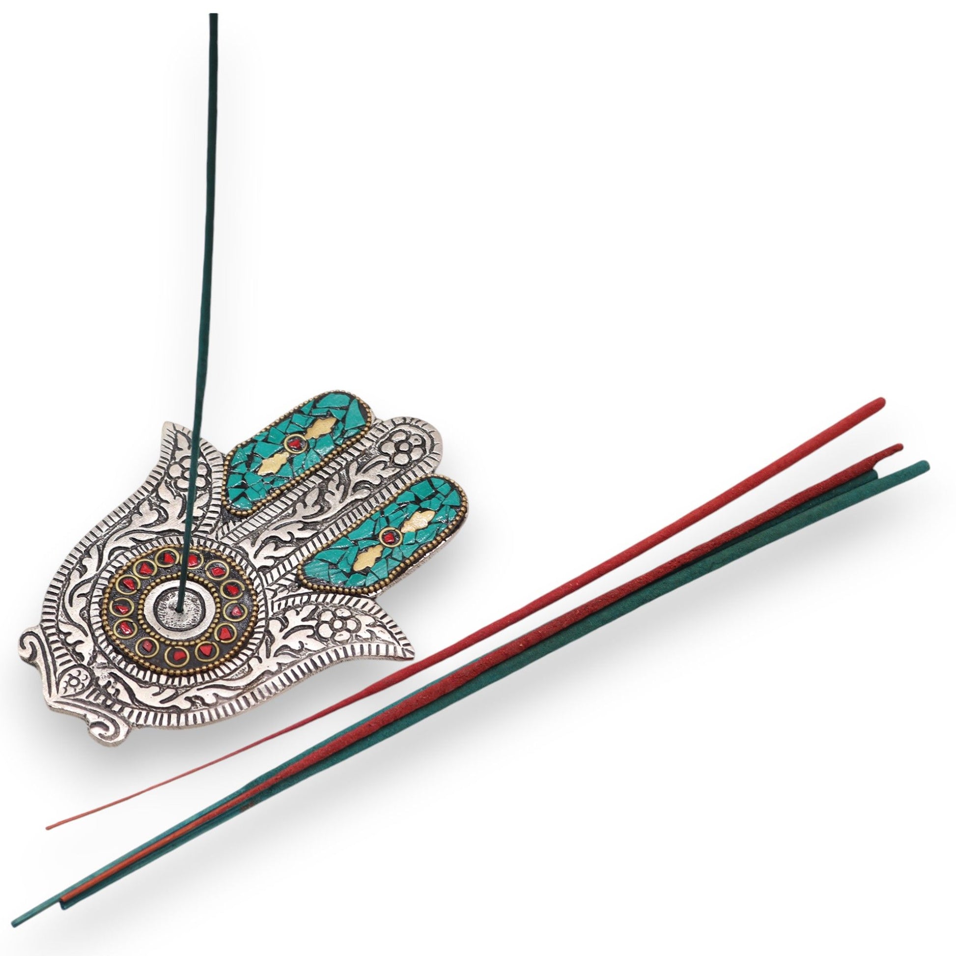 Porte-encens Hamsa Vert 13cm — Main de Fatima – photo 3
