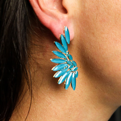 Boucles d'Oreilles Ailes d'Ange Verre Teal - Esprit Forêt – photo 2