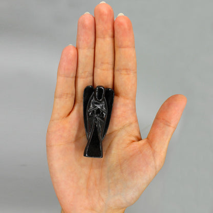 Hand Carved Gemstone Angel - Black Agate - photo 3