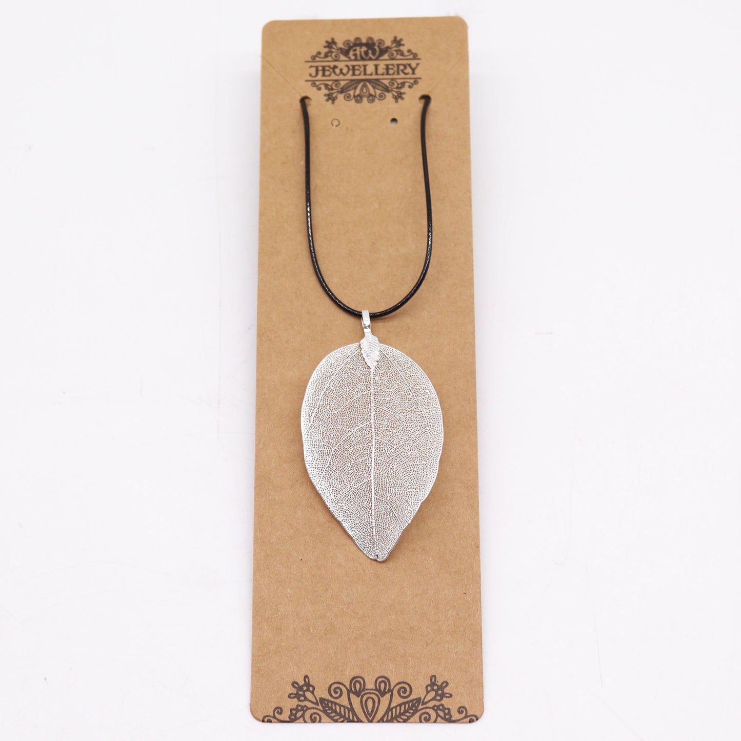 Collier Feuille Argentée - Vraie Feuille Naturelle Unique