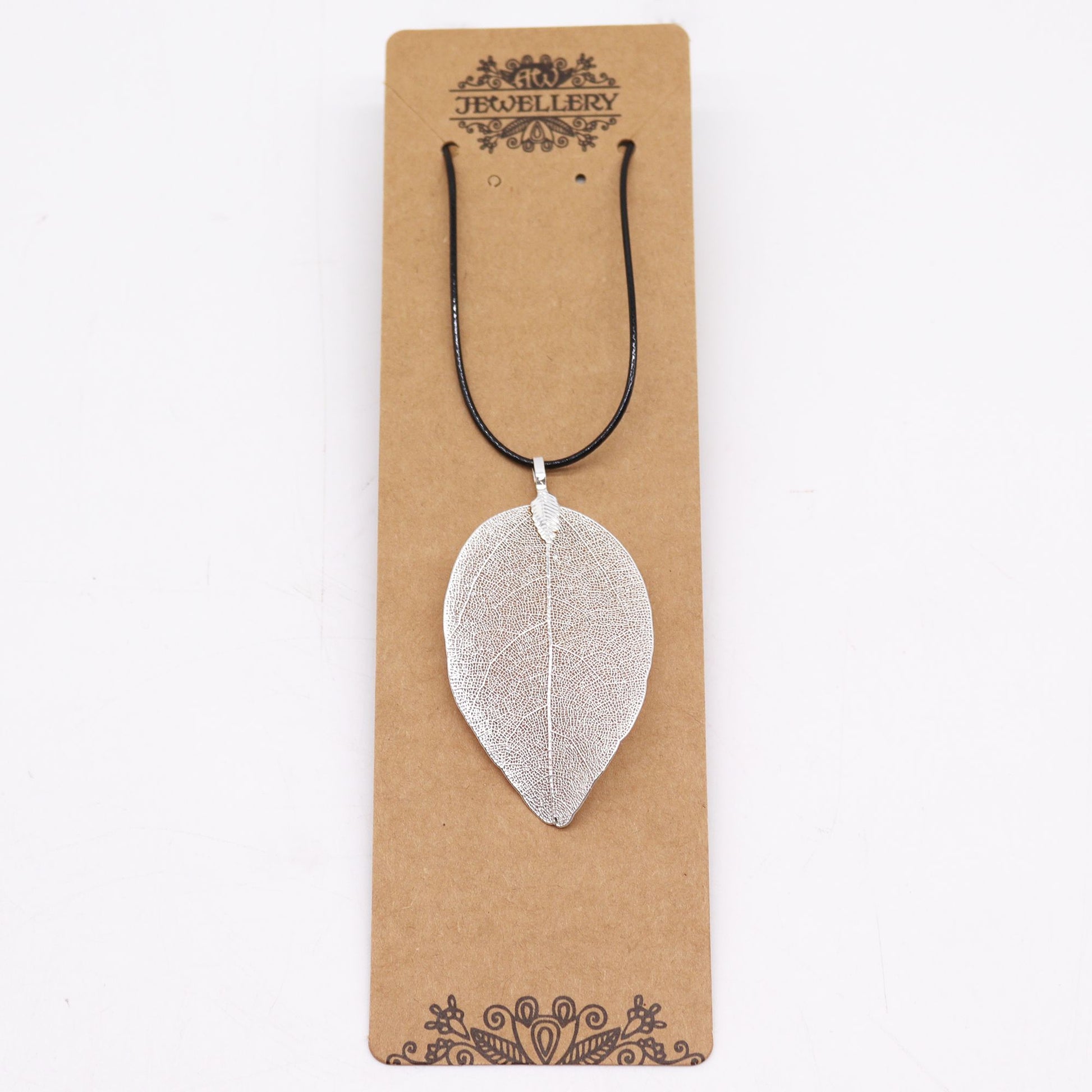 Collier Feuille Argentée - Vraie Feuille Naturelle Unique