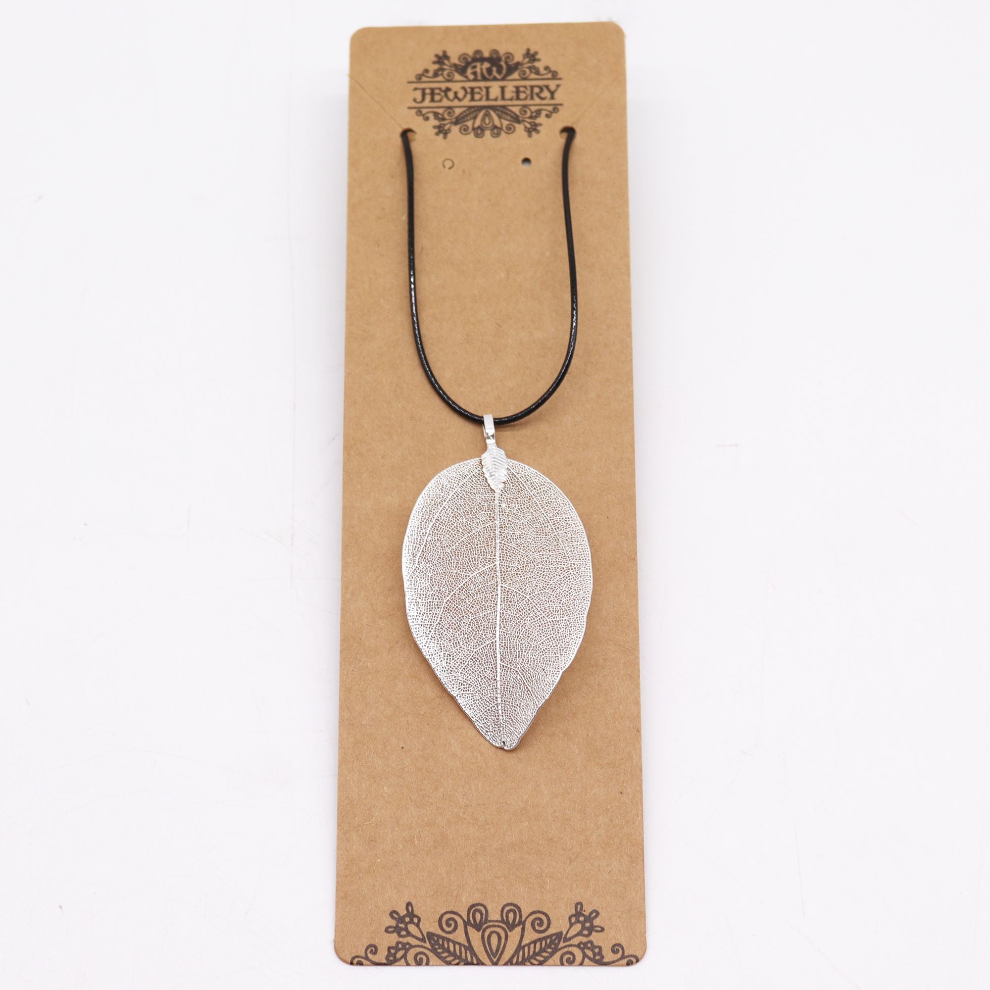 Collier Feuille Argentée - Vraie Feuille Naturelle Unique