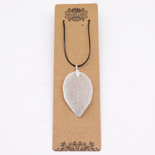 Collier Feuille Argentée - Vraie Feuille Naturelle Unique