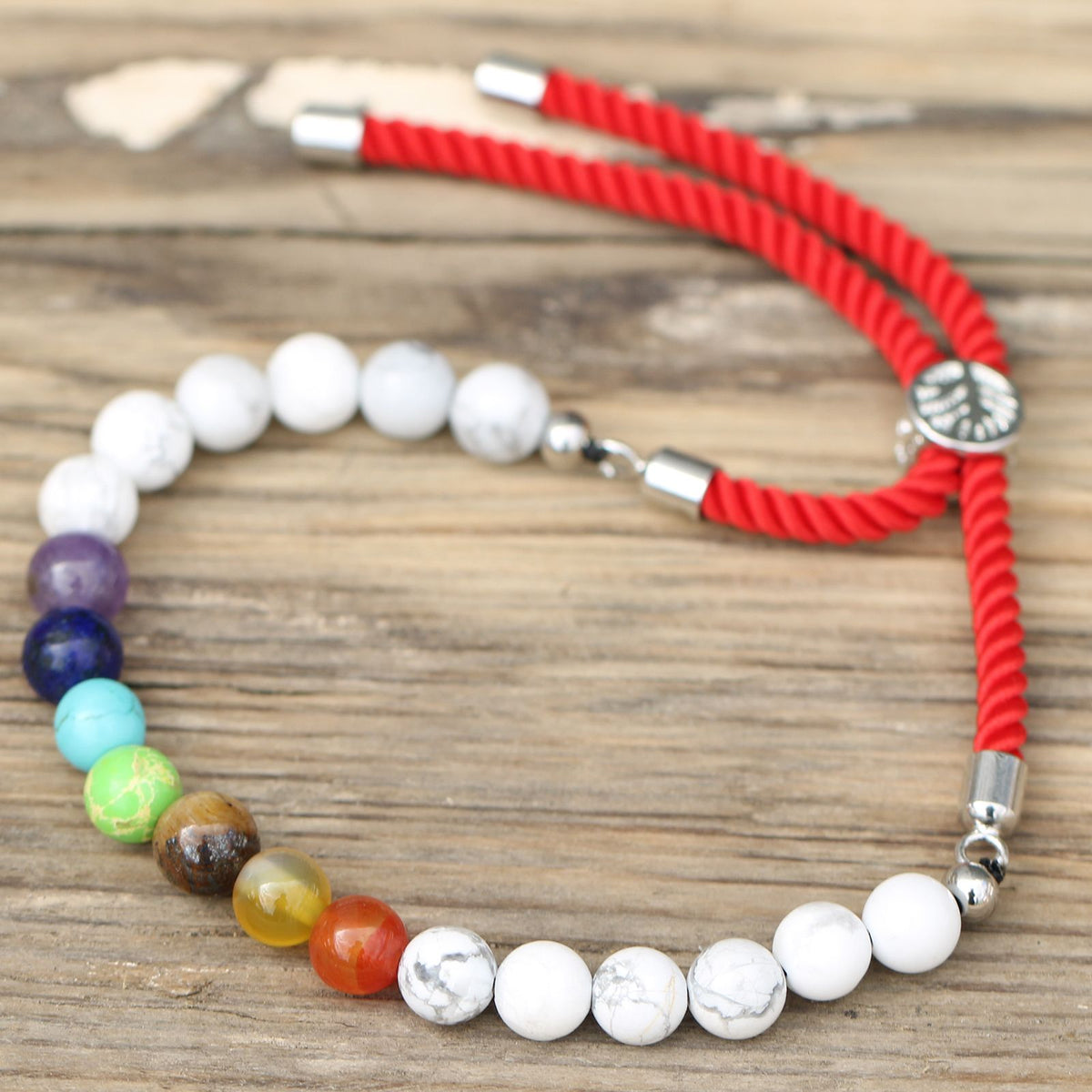 Bracelet Howlite Blanche Cordon Rouge - Équilibre & Sérénité – photo 3