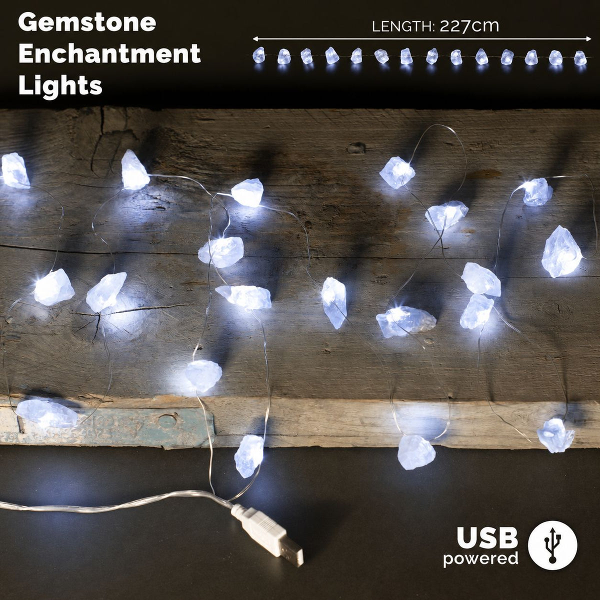 Guirlande Lumineuse en Cristal de Roche Brut — USB — 227 cm - photo 2