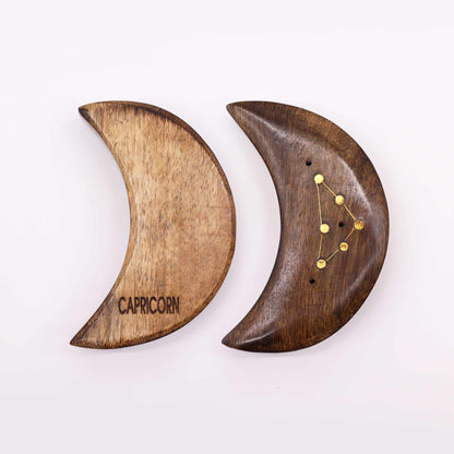 Engraved and Brass Zodiac Sign Incense Burners - Moon
